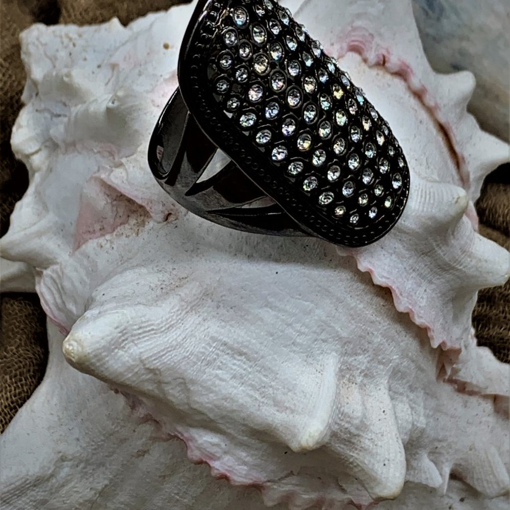 COSTUME RING_BLACK&GLASS - Picture 5 of 8